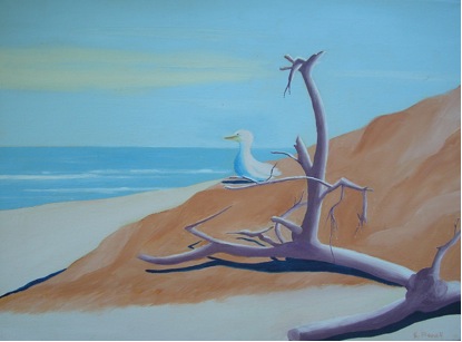 Oil painting from Cape Cod, Beach Sentinel