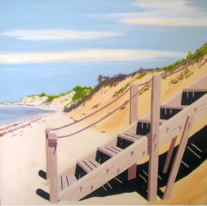 Oil painting from Cape Cod, Beach Steps