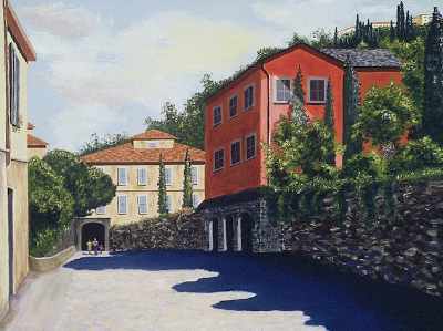 Oil painting from Italy, Casa Rossa, Bellagio (Italian Suite #7)