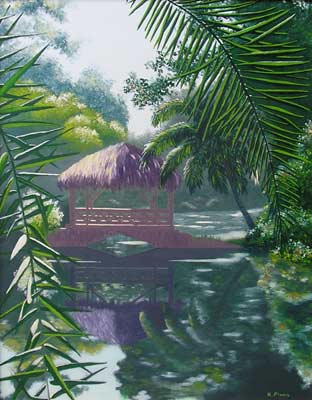 Oil painting from Florida, The Chickee Bridge - #2