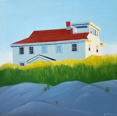 Oil painting from Cape Cod, Coast Guard Station