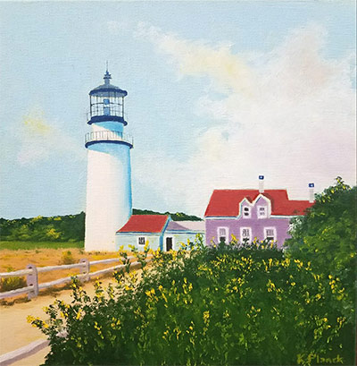 Oil painting from Cape Cod, Highland and Goldenrod with Incoming Fog