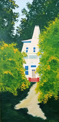Oil painting from Cape Cod, The Masons (Through the Trees)