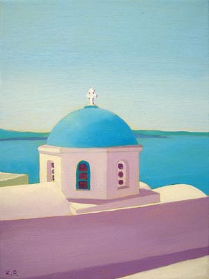 Oil painting from Greece, Santorini