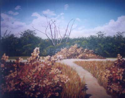 Oil painting from Florida, Sea Grapes and Dead Wood