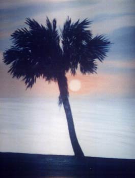 Oil painting from Florida, Sunset Silhouette