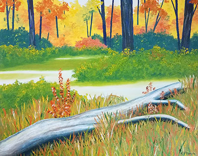 Oil painting from Cape Cod, Swamp Autumn