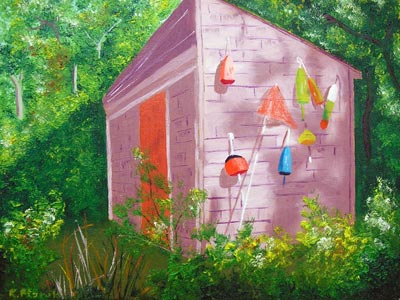 Oil painting from Cape Cod, The Shed