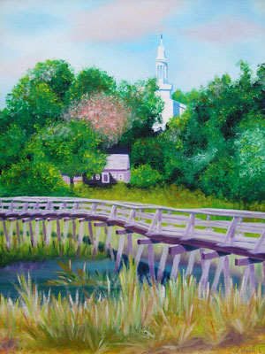 Oil painting from Cape Cod, Uncle Tim's Bridge