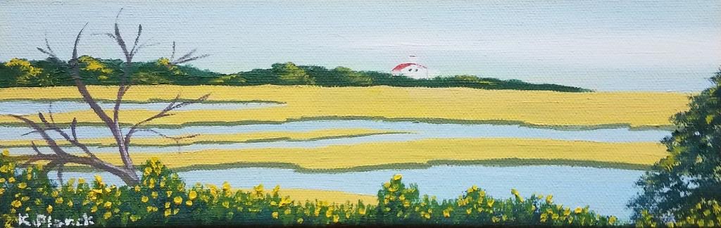 Oil painting from Miniatures, Goldenrod, Coast Guard Station