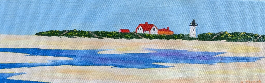 Oil painting from Miniatures, Race Point Light, Incoming Tide